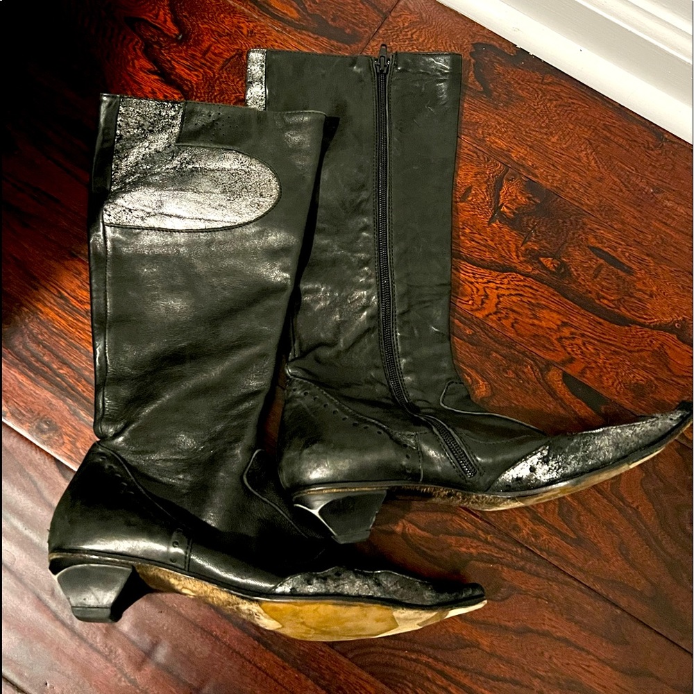 Black leather boots
